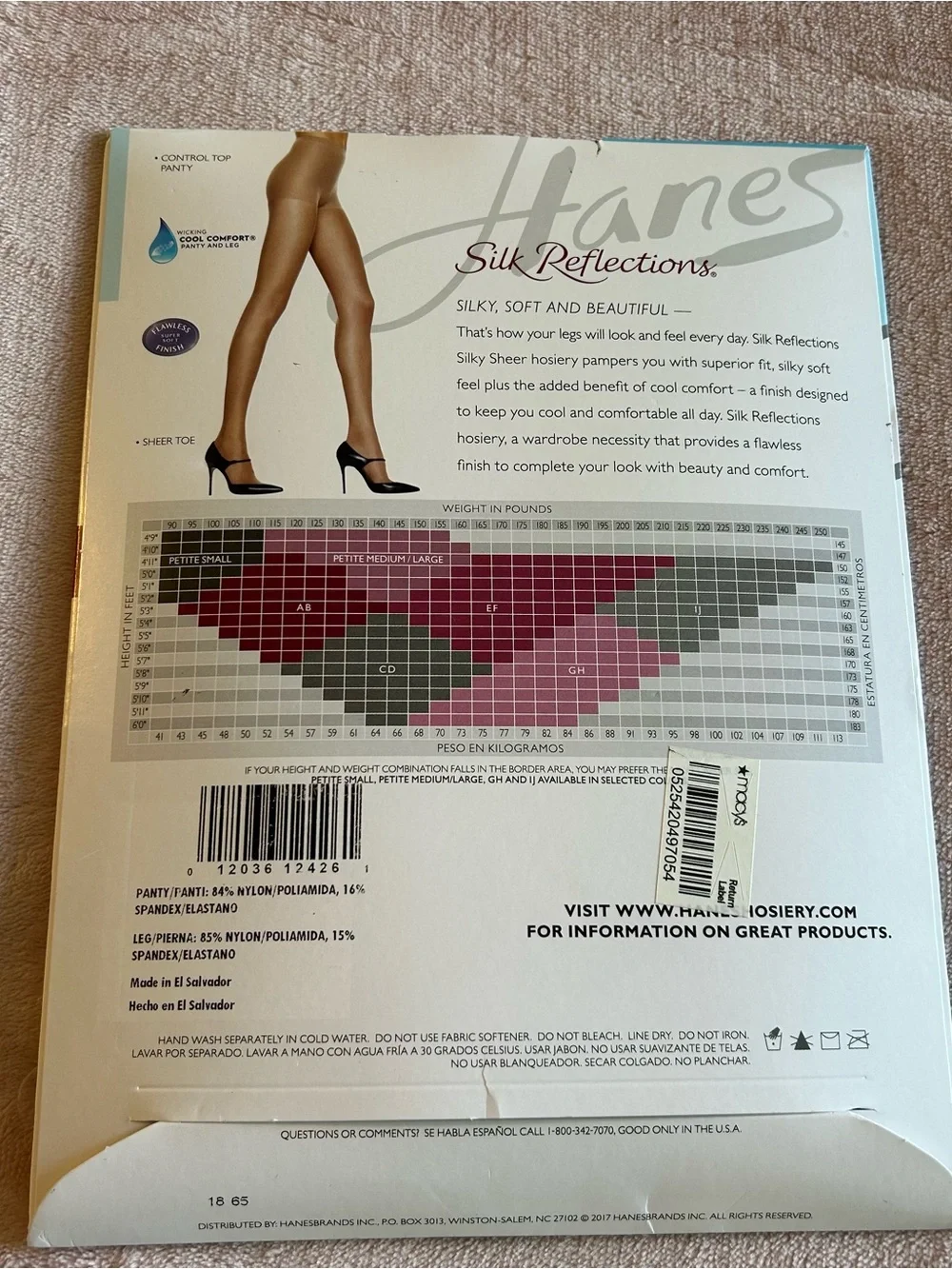 Hanes Silk Reflections Silky Sheer navy blue control top panty hose size AB